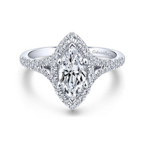 Gabriel & Co. Verbena 14K White Gold Marquise Halo Diamond Engagement Ring img1