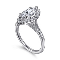 Gabriel & Co. Verbena 14K White Gold Marquise Halo Diamond Engagement Ring img2