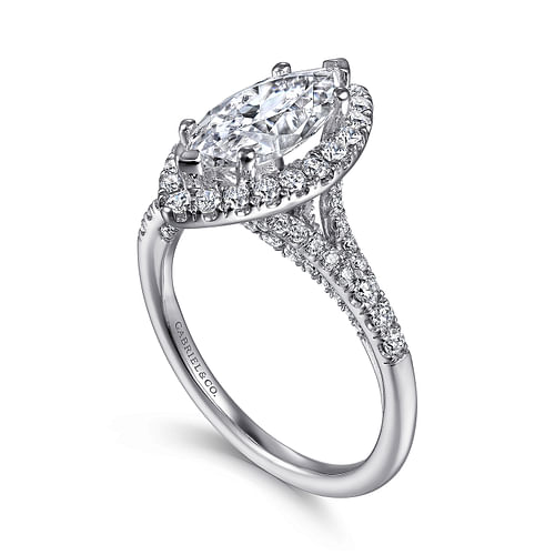 Gabriel & Co. Verbena 14K White Gold Marquise Halo Diamond Engagement Ring img2