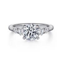 Gabriel & Co. Wave 14K White Gold Round Diamond Engagement Ring img1