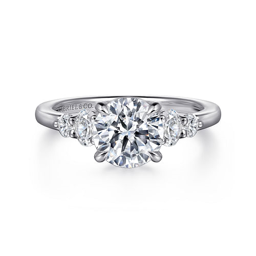 Gabriel & Co. Wave 14K White Gold Round Diamond Engagement Ring img1