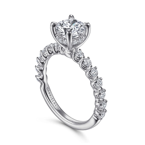 Gabriel & Co. Zelmira 14K White Gold Round Diamond Engagement Ring img2