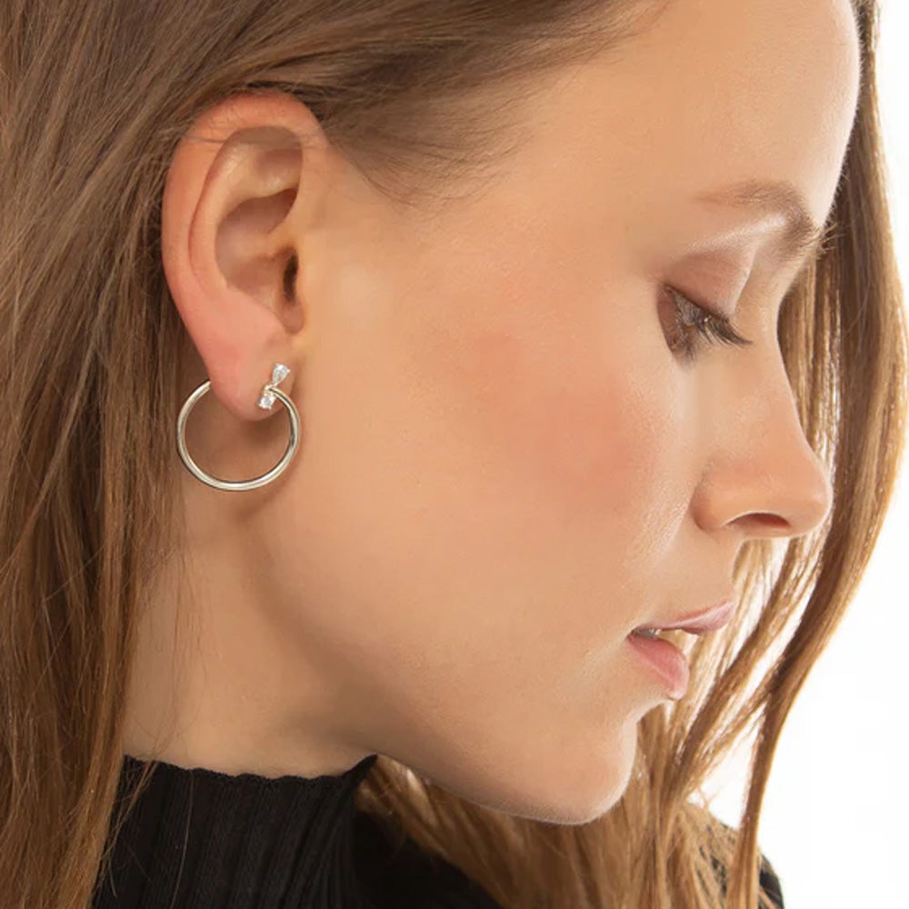 Galaxy Wrap Hoop Earrings with White Sapphires, Large igm2