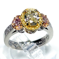 Pre-owned Gregg Ruth Yellow & Pink Diamond Ring