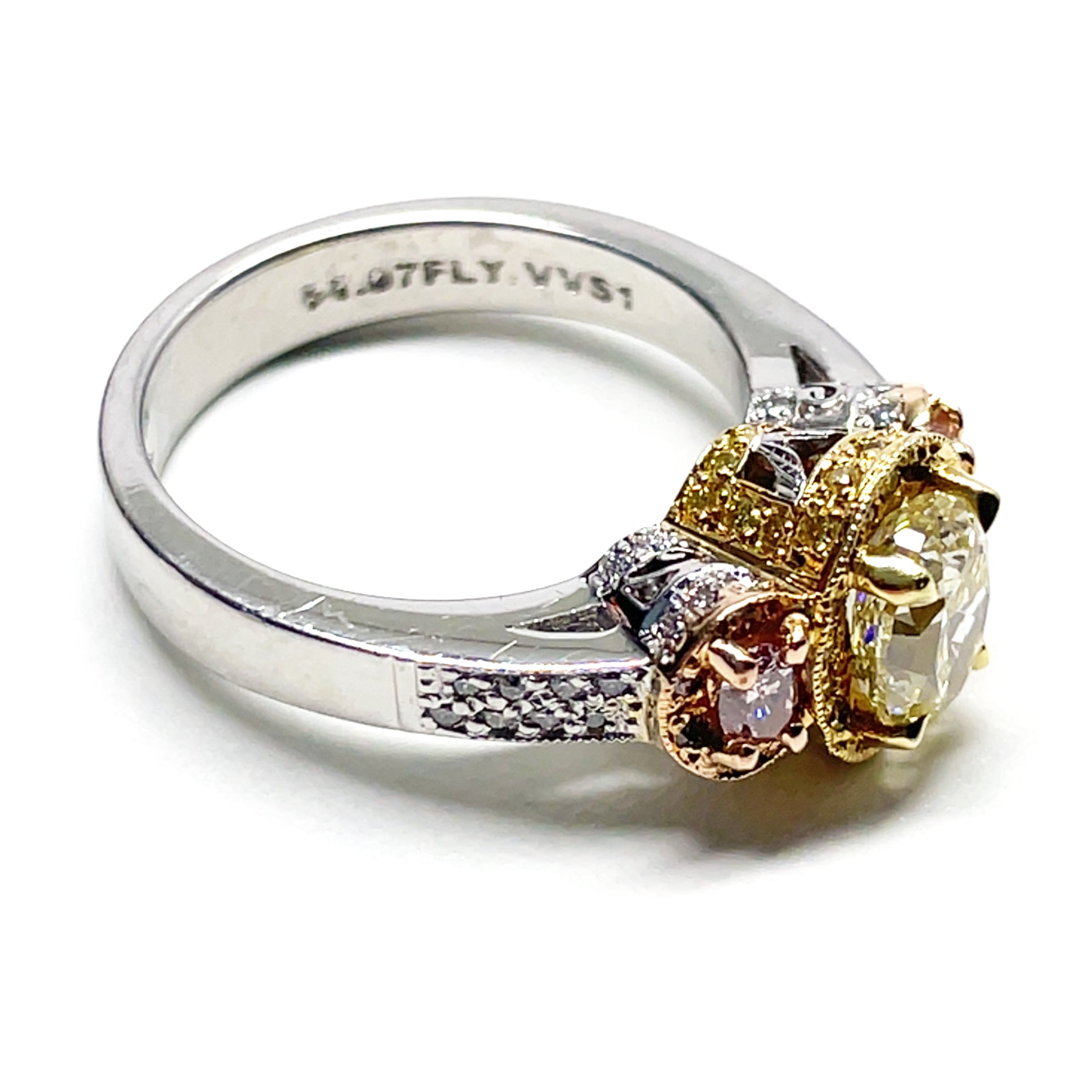 Pre-owned Gregg Ruth Yellow & Pink Diamond Ring