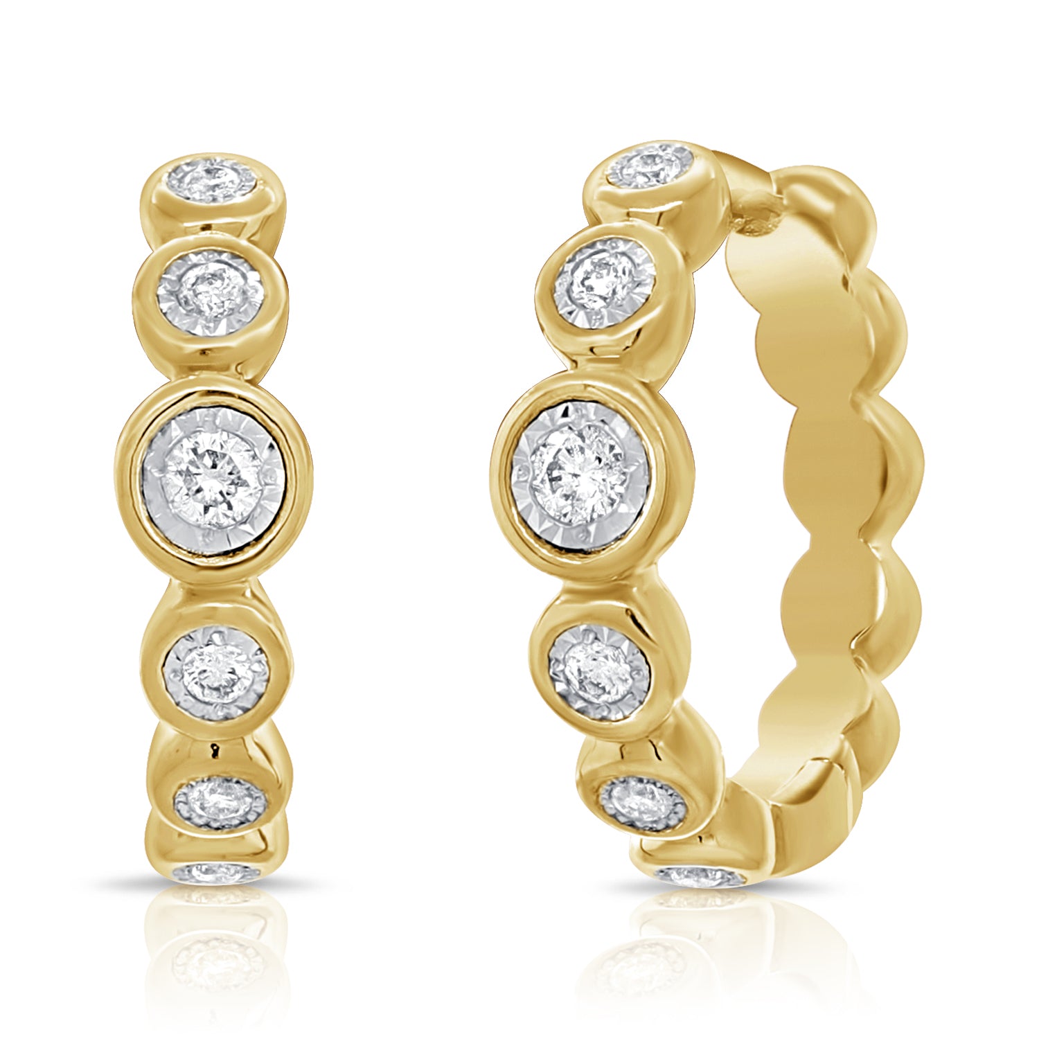 14K Yellow Gold Bubble Diamond Earrings