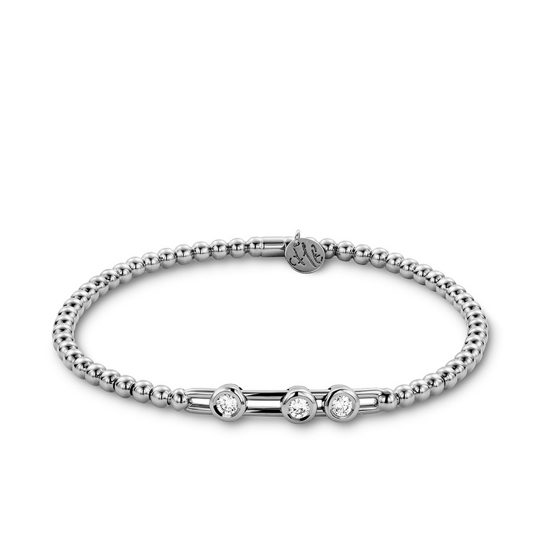 Hulchi Belluni 18K White Gold Bezel Set Sliding Diamond Stretch Bracelet