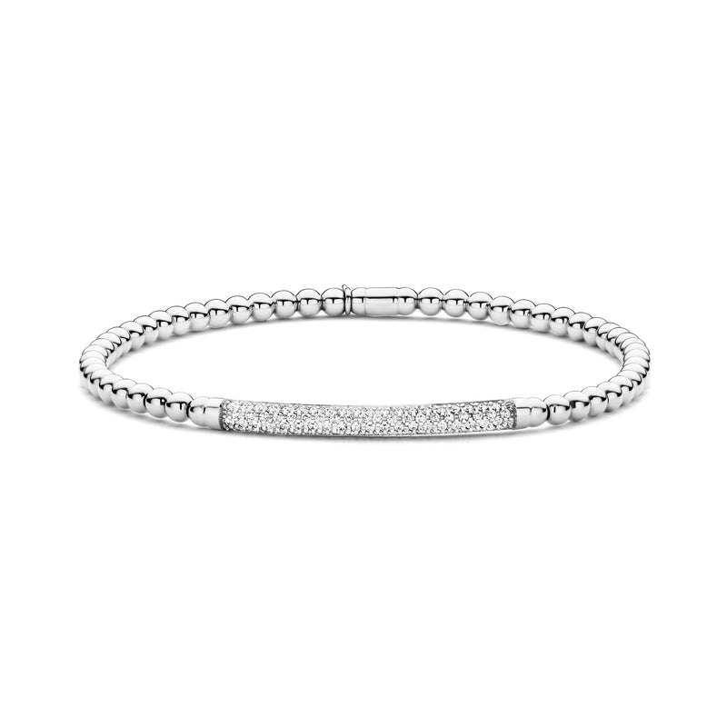Hulchi Belluni 18K White Gold Diamond Bar Tresore Stretch Bracelet
