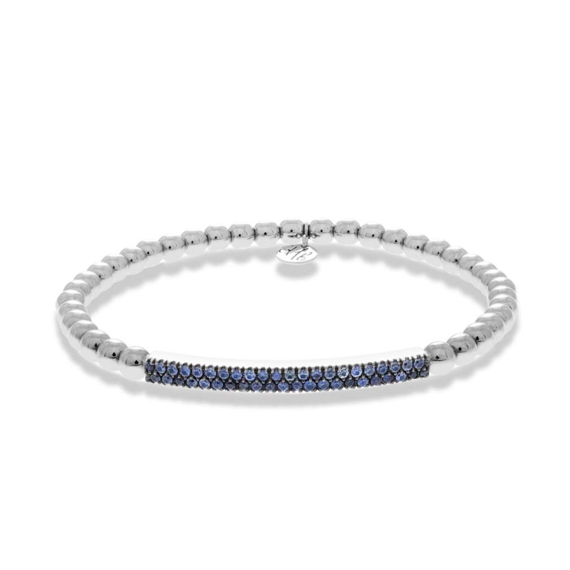 Hulchi Belluni 18K White Gold Sapphire Stretch Bead Bracelet