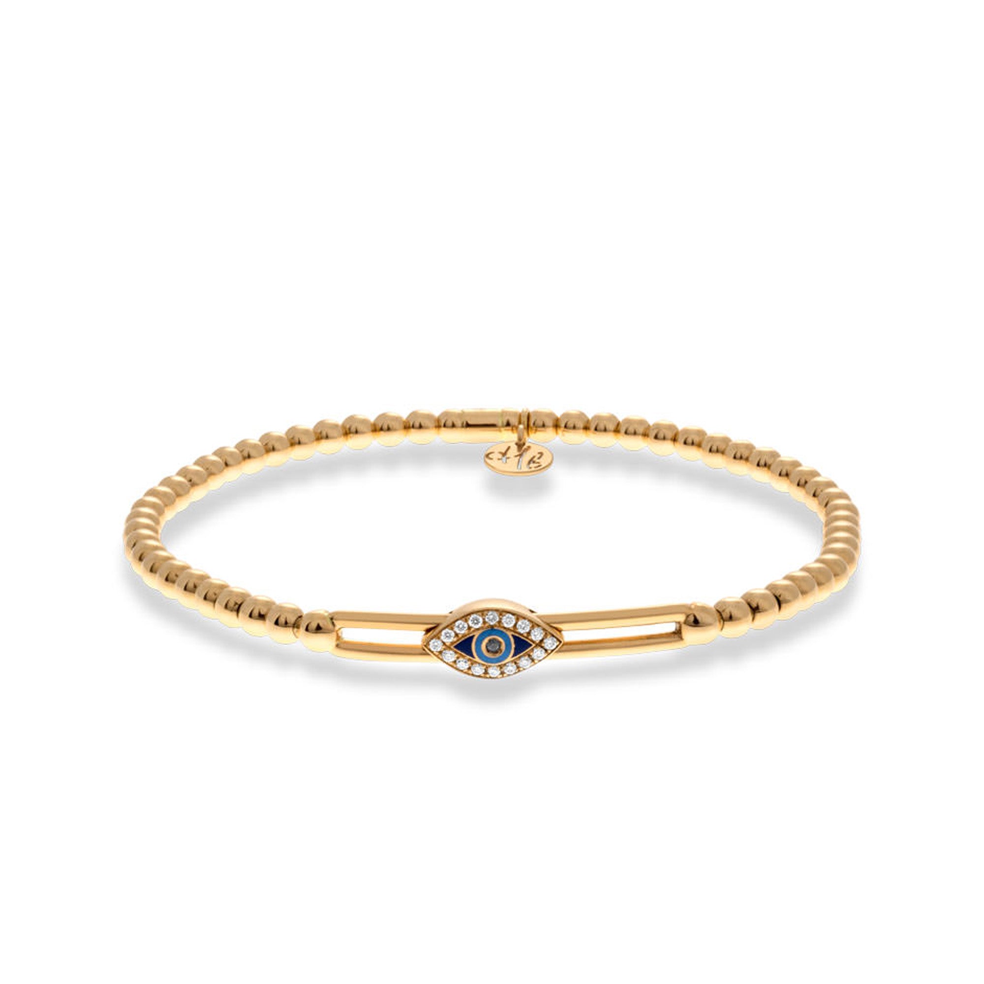 Hulchi Belluni 18K Yellow Gold Evil Eye  Stretch Bead Bracelet