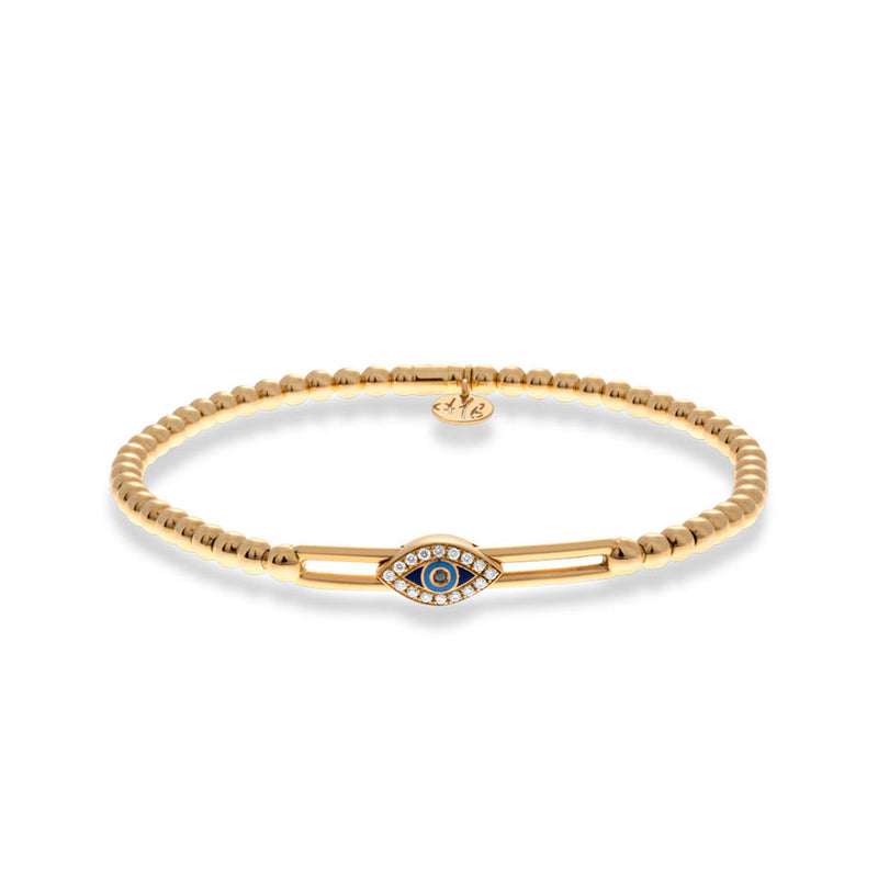 Hulchi Belluni 18K Yellow Gold Evil Eye  Stretch Bead Bracelet