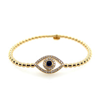 Hulchi Belluni 18K Yellow Gold Evil Eye with Turquoise Stretch Bracelet img1