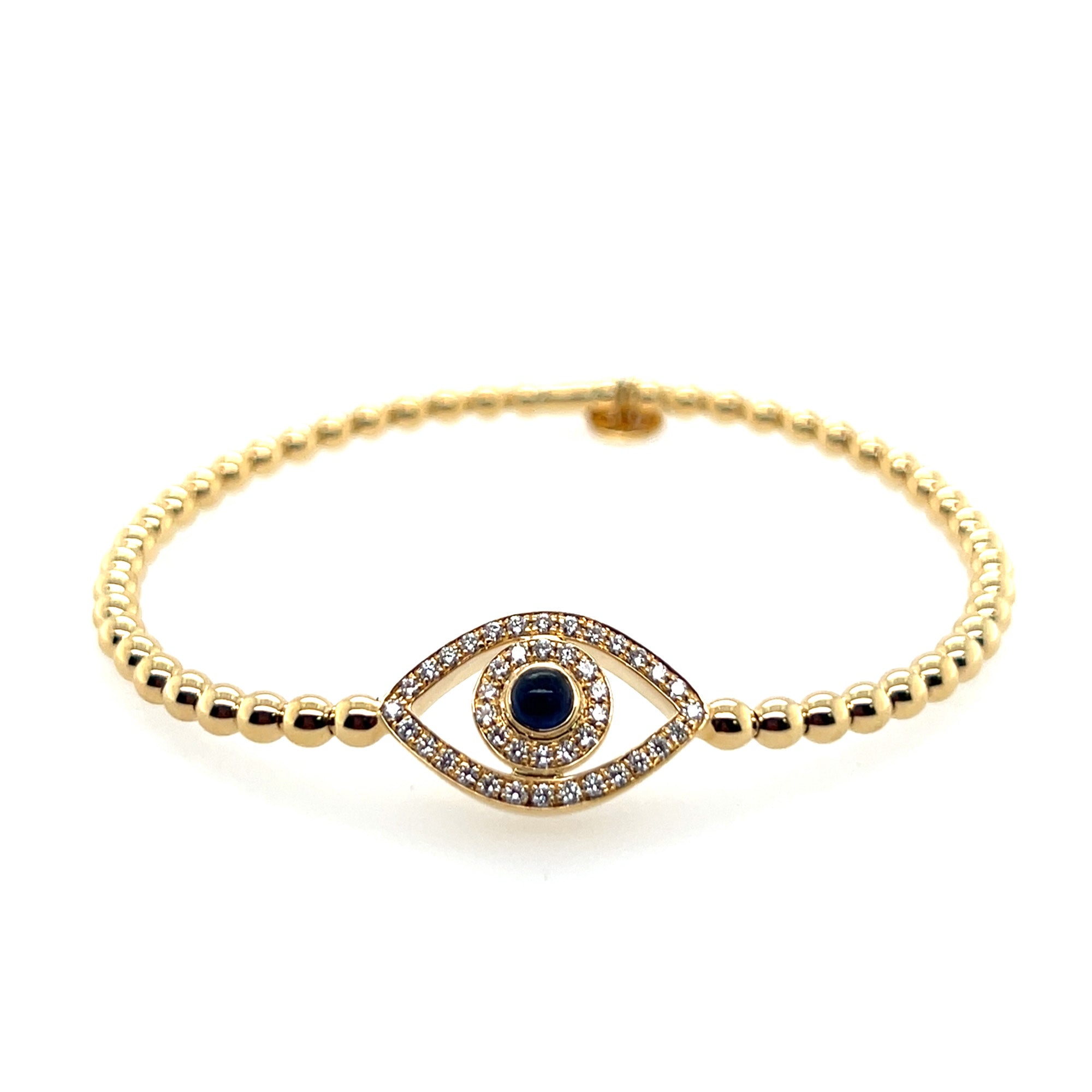 Hulchi Belluni 18K Yellow Gold Evil Eye with Turquoise Stretch Bracelet img1