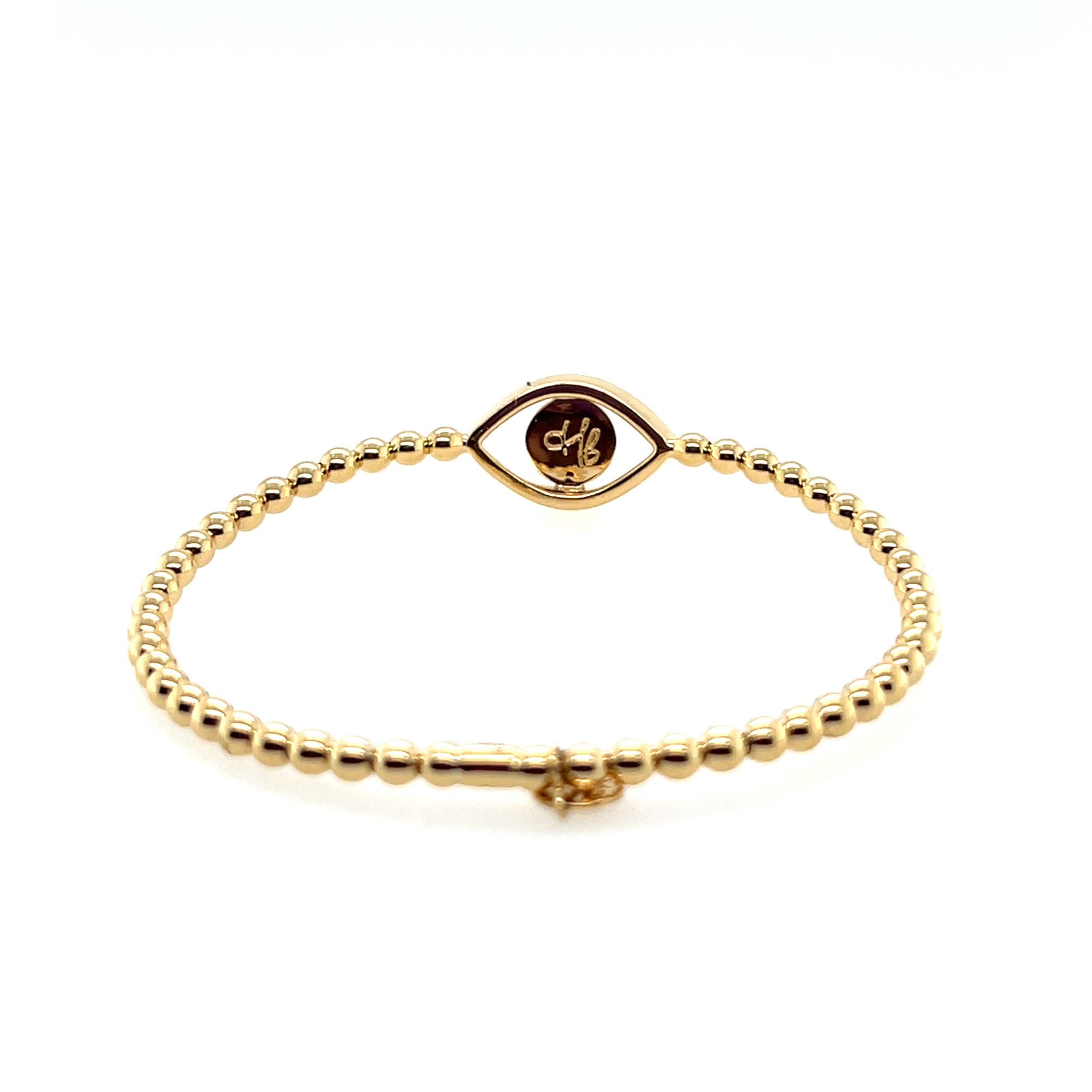 Hulchi Belluni 18K Yellow Gold Evil Eye with Turquoise Stretch Bracelet img2