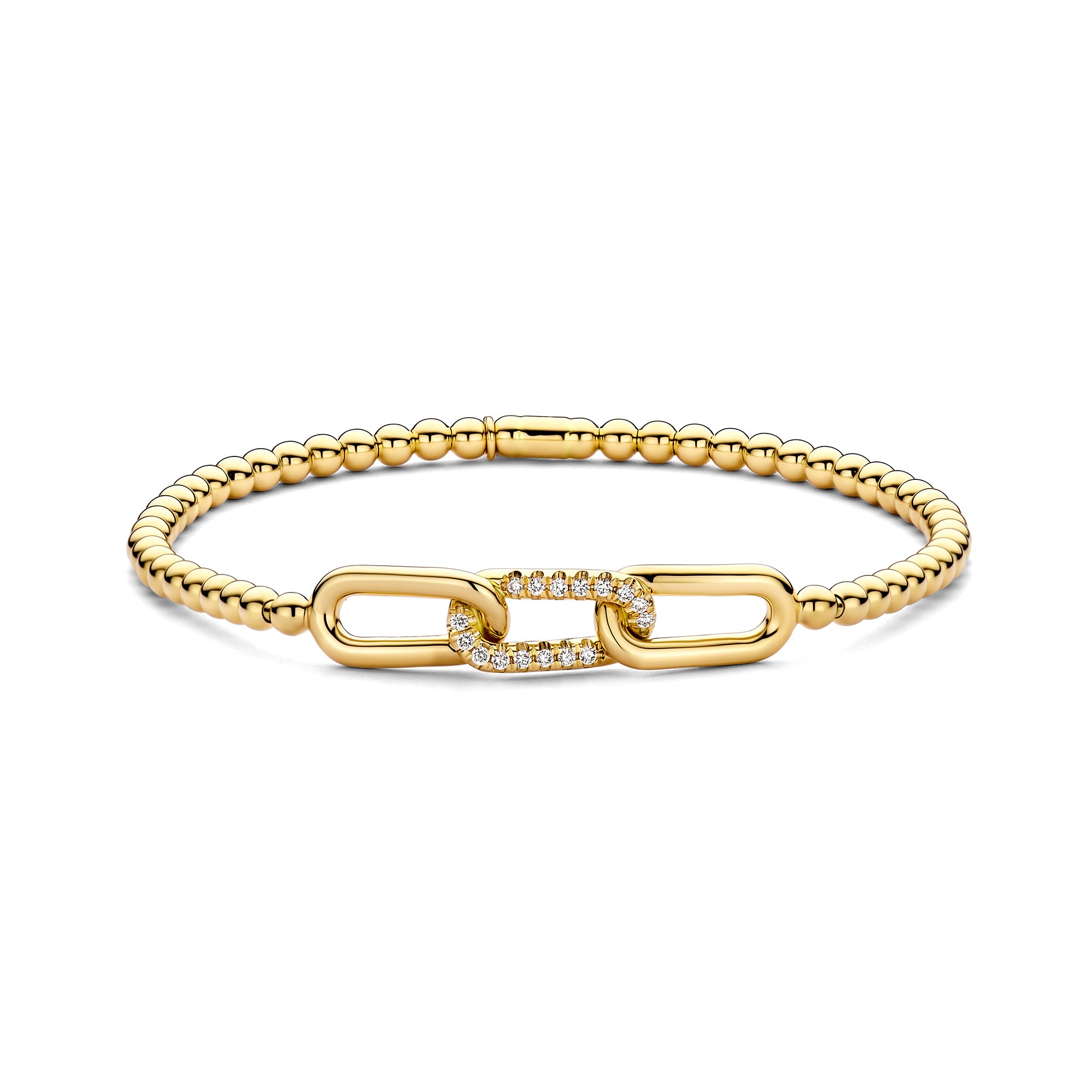 Hulchi Belluni 18K Yellow Gold Interlocking Links Stretch Bracelet