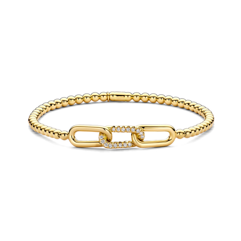 Hulchi Belluni 18K Yellow Gold Interlocking Links Stretch Bracelet