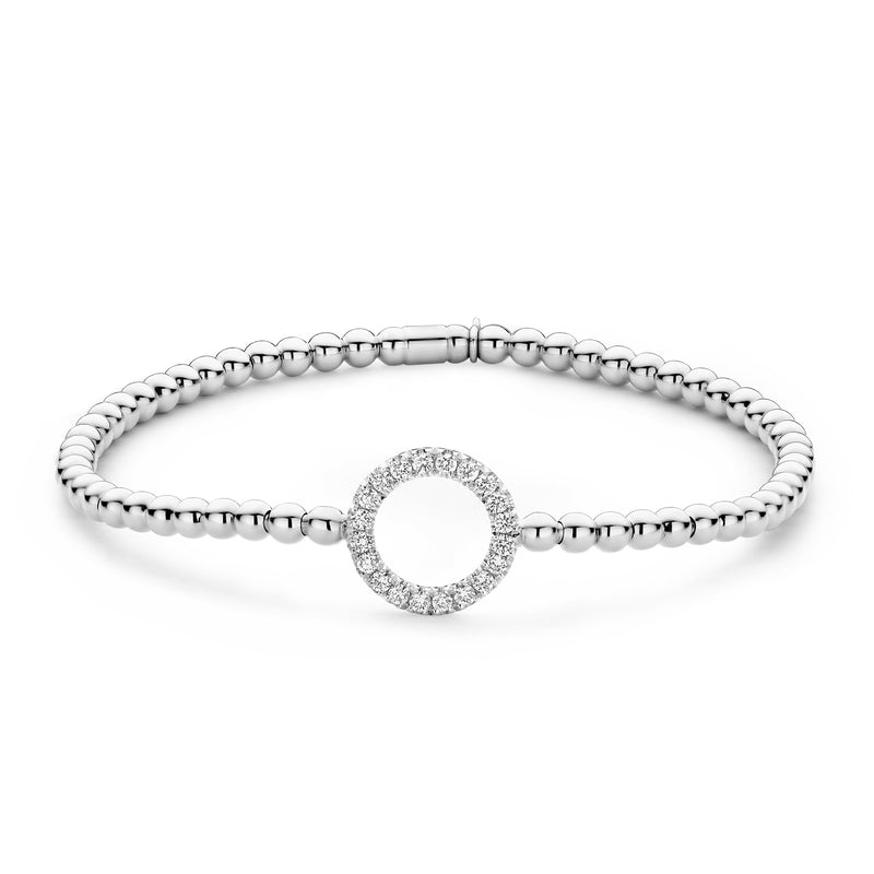 Hulchi Belluni Tresore 18K White Gold and Circle Diamond Stretch Bracelet