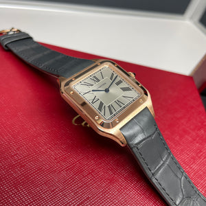 Pre-Owned Cartier Santos-Dumont XL Watch Rose Gold Grey WGSA0032