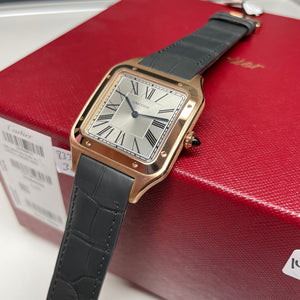 Pre-Owned Cartier Santos-Dumont XL Watch Rose Gold Grey WGSA0032