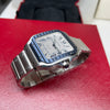 Pre-Owned Cartier Santos Large Grey Dial Blue Bezel Watch WSSA0047 39.8mm