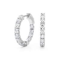 14K White Gold Small Huggie Inside-Out Hoop Earrings