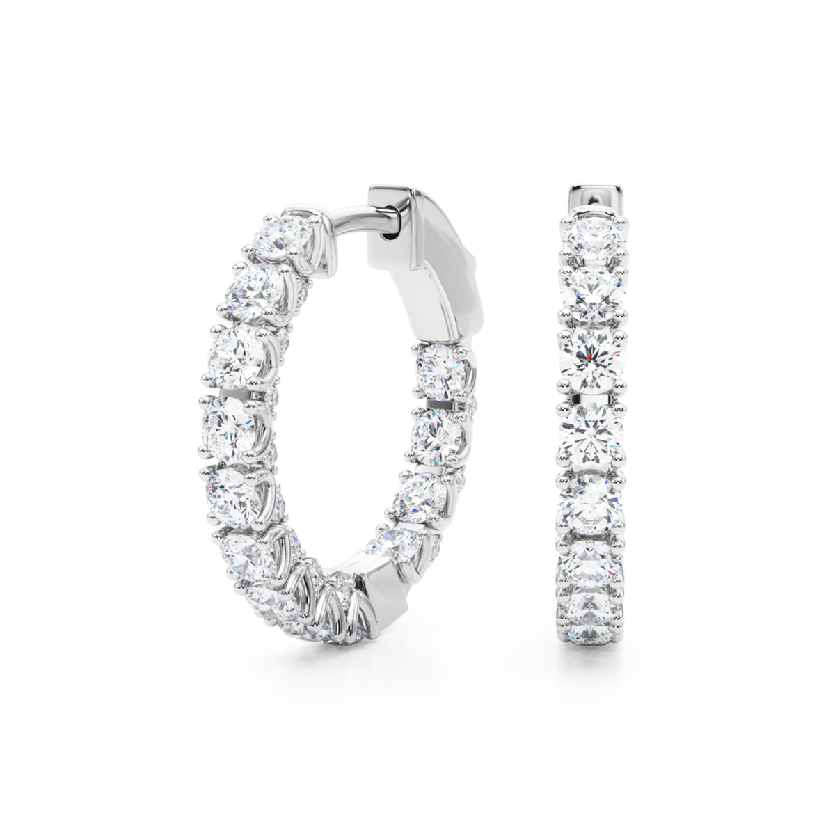 14K White Gold Small Huggie Inside-Out Hoop Earrings