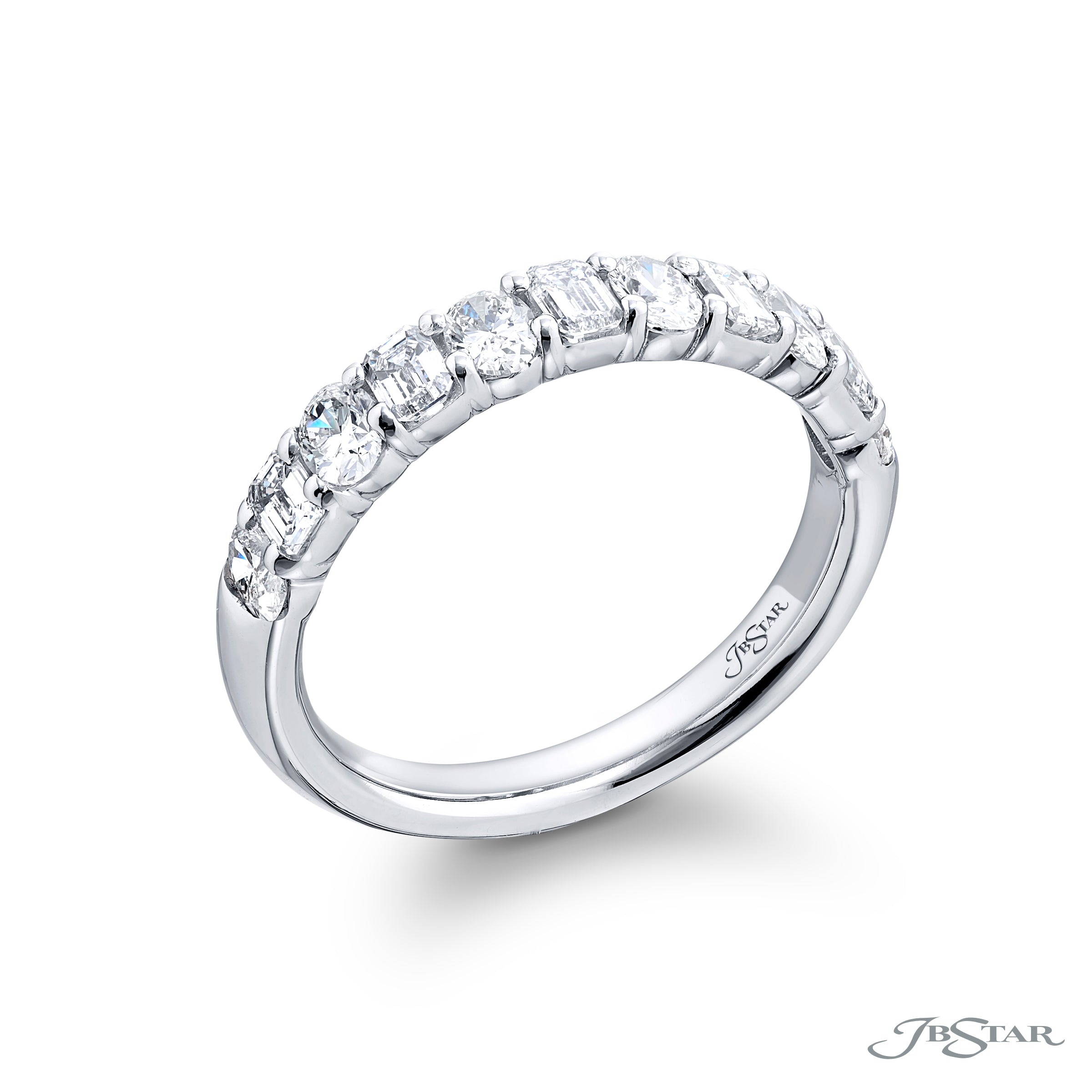 JB Star 11-Stone Emerald Cut and Oval Diamond Band img1