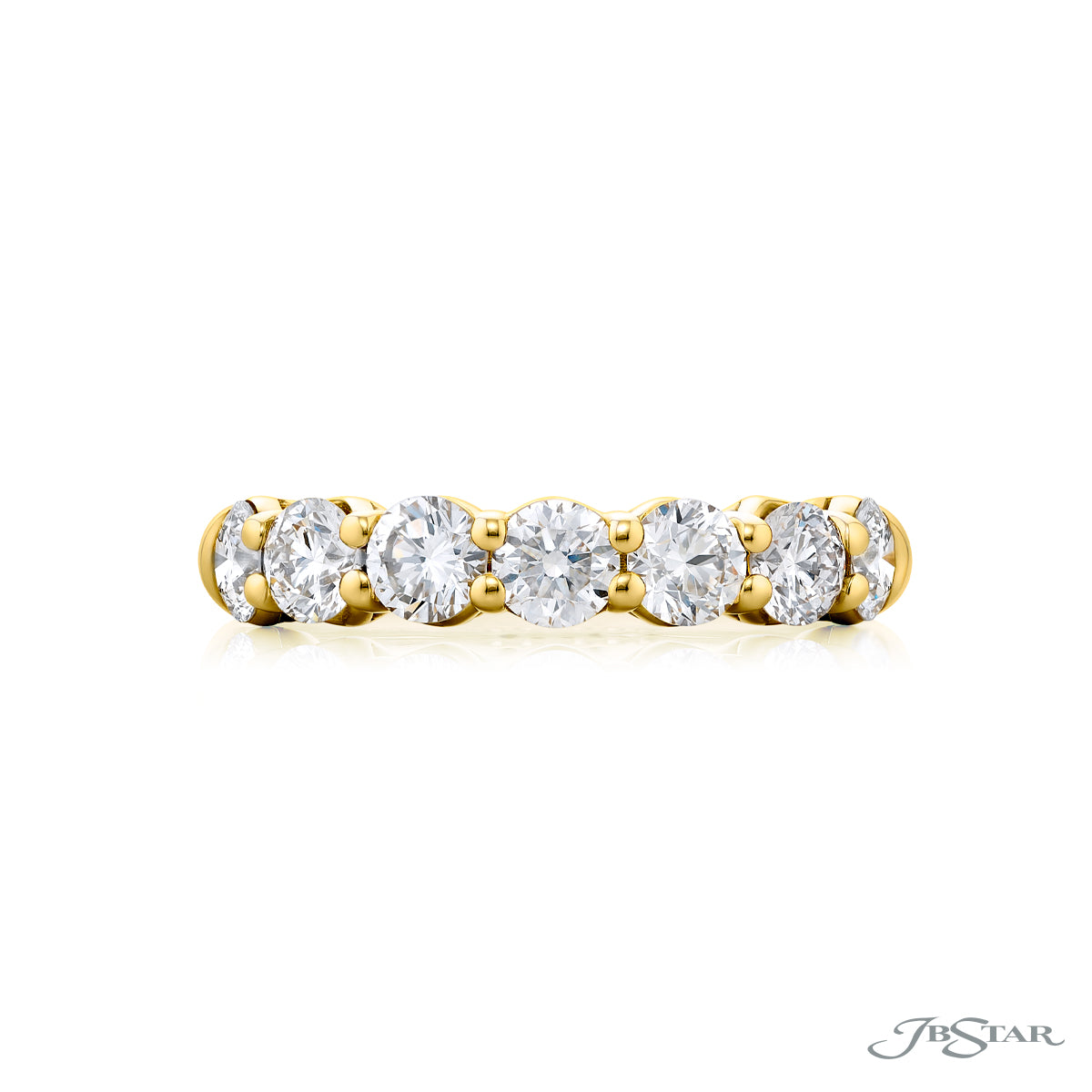 JB Star 18K Yellow Gold 7-Stone Round Cut Diamond Band img2