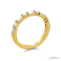 JB Star 18K Yellow Gold 9-Stone Emerald & Round Diamond Band img1