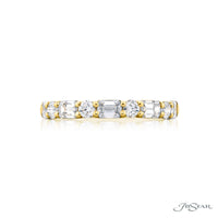 JB Star 18K Yellow Gold 9-Stone Emerald & Round Diamond Band img2