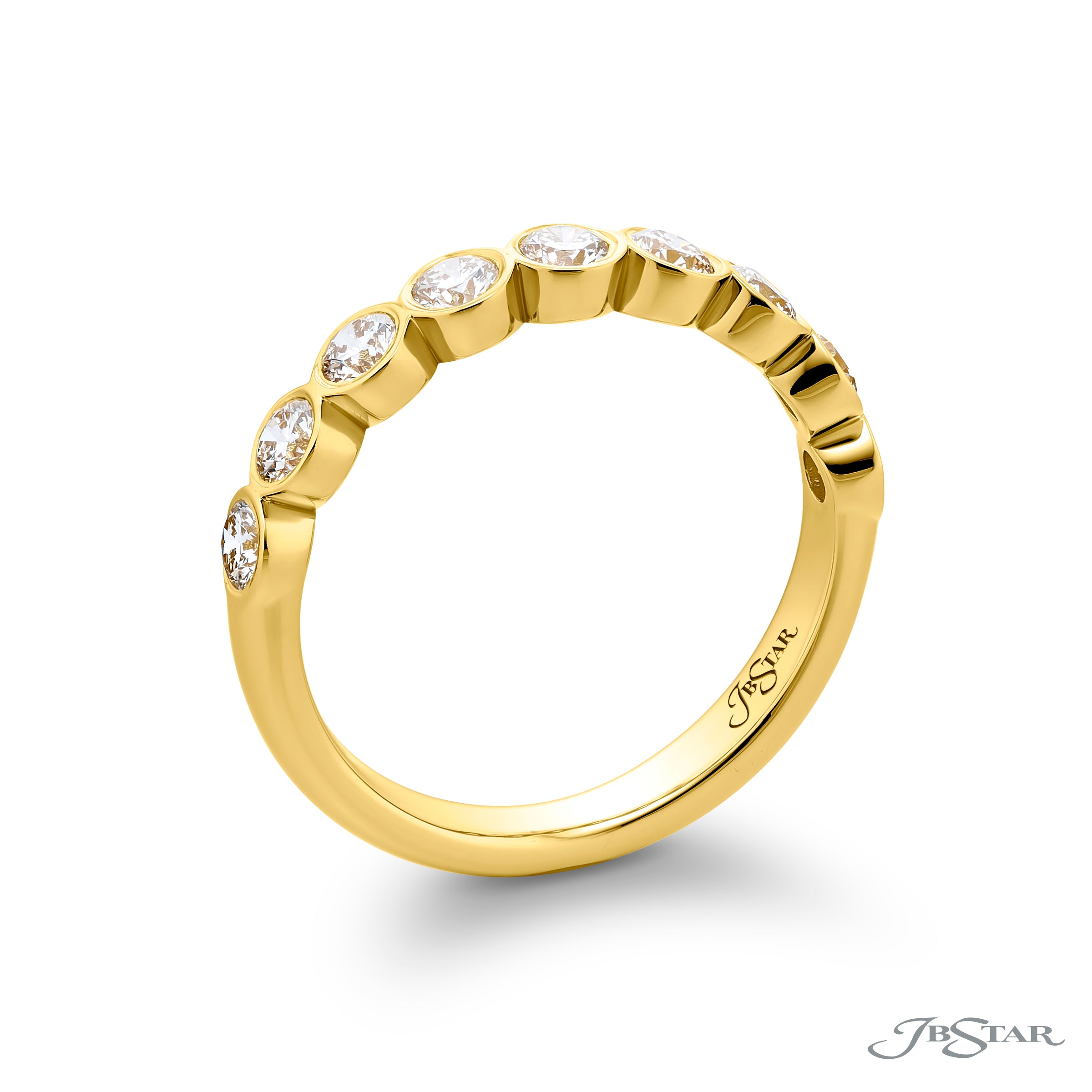 JB Star 18K Yellow Gold Bezel Set Diamond Band img1