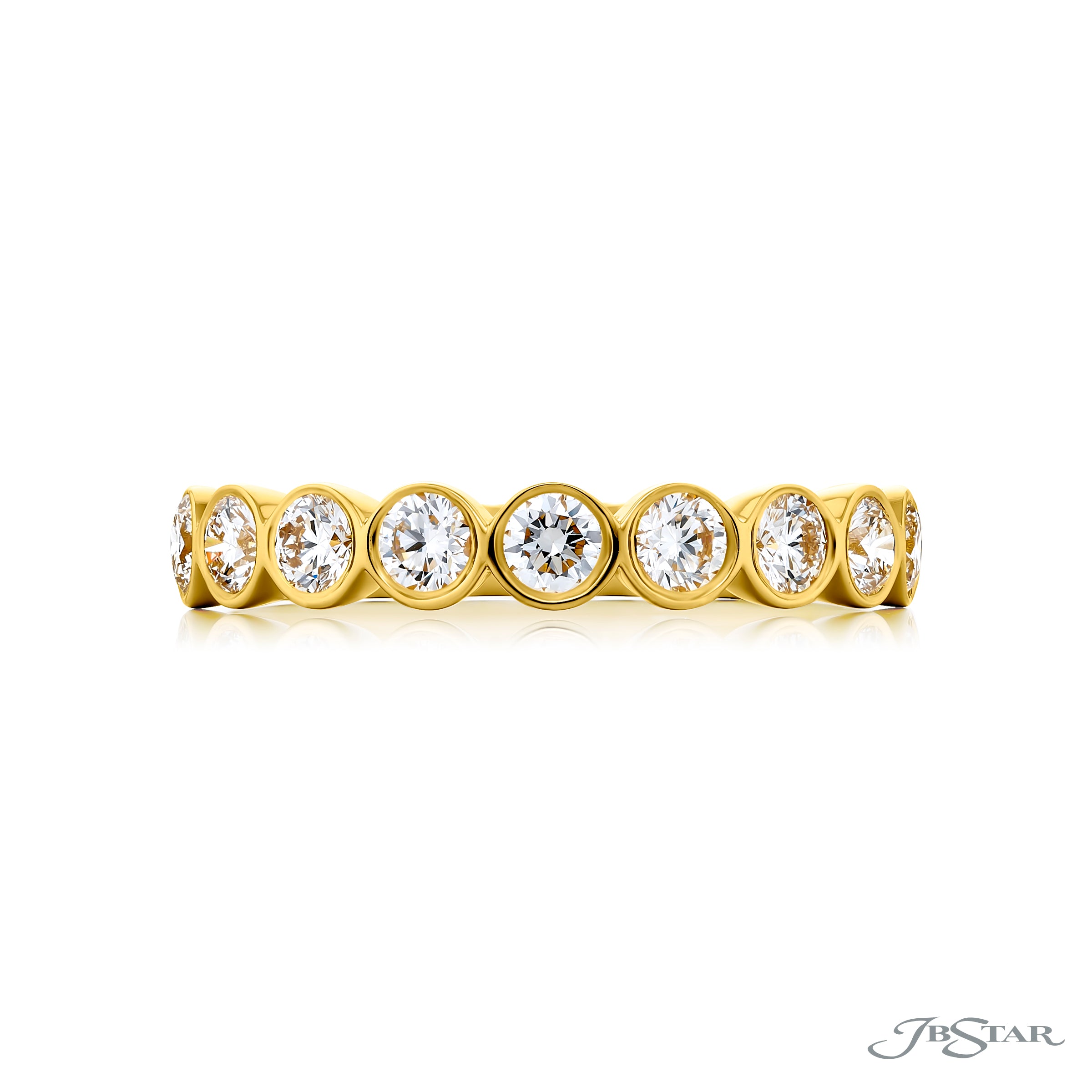 JB Star 18K Yellow Gold Bezel Set Diamond Band img2