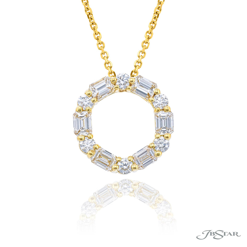 JB Star 18K Yellow Gold Diamond Circle Pendant Necklace