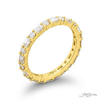 JB Star 18K Yellow Gold E/W Eternity Round and Emerald Diamond Band img1