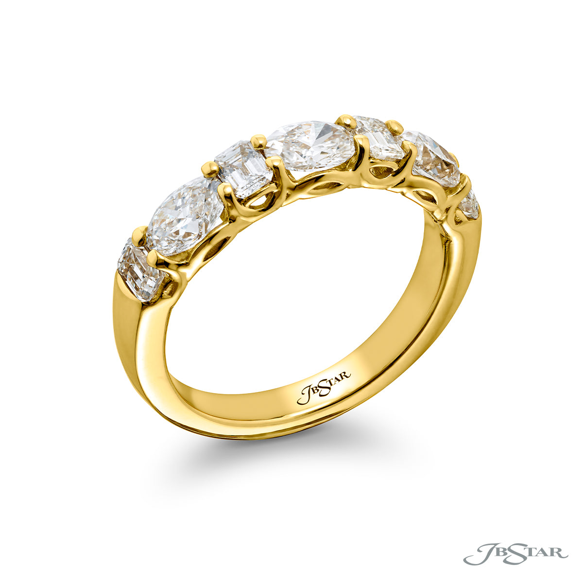 JB Star 18K Yellow Gold Emerald Cut & Oval Diamond Band img1