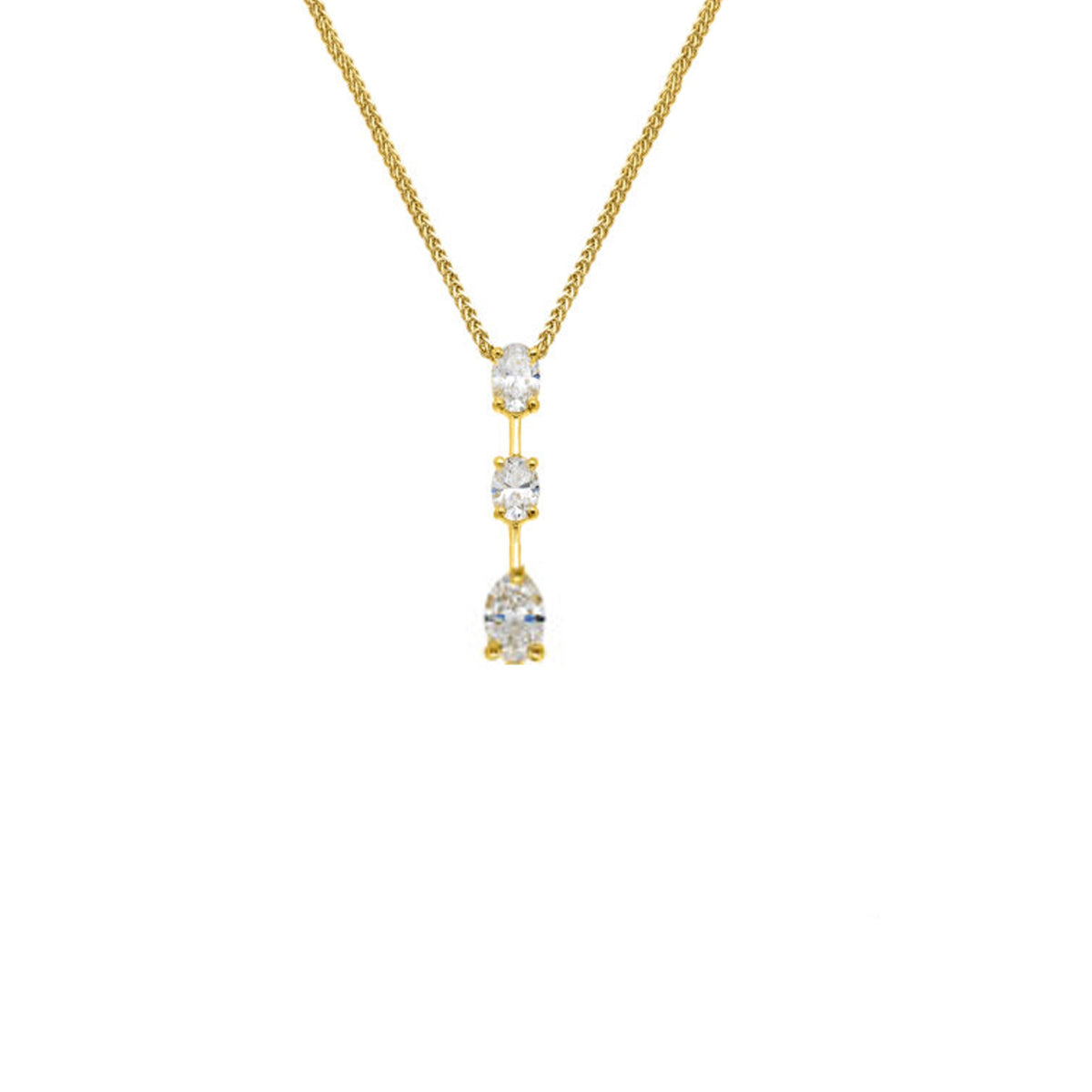 JB Star 18K Yellow Gold Oval Diamond Drop Necklace
