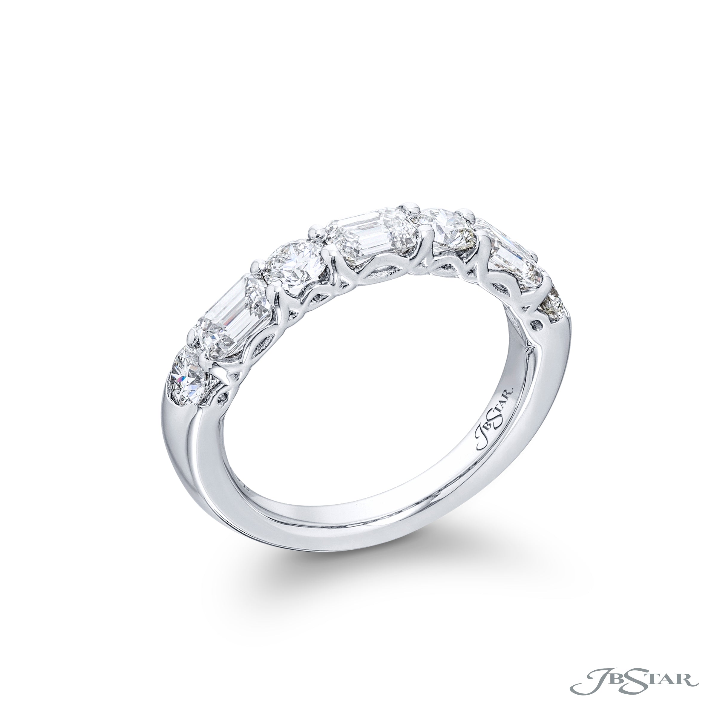 JB Star Alternating Round & Emerald Cut Diamond Band img1