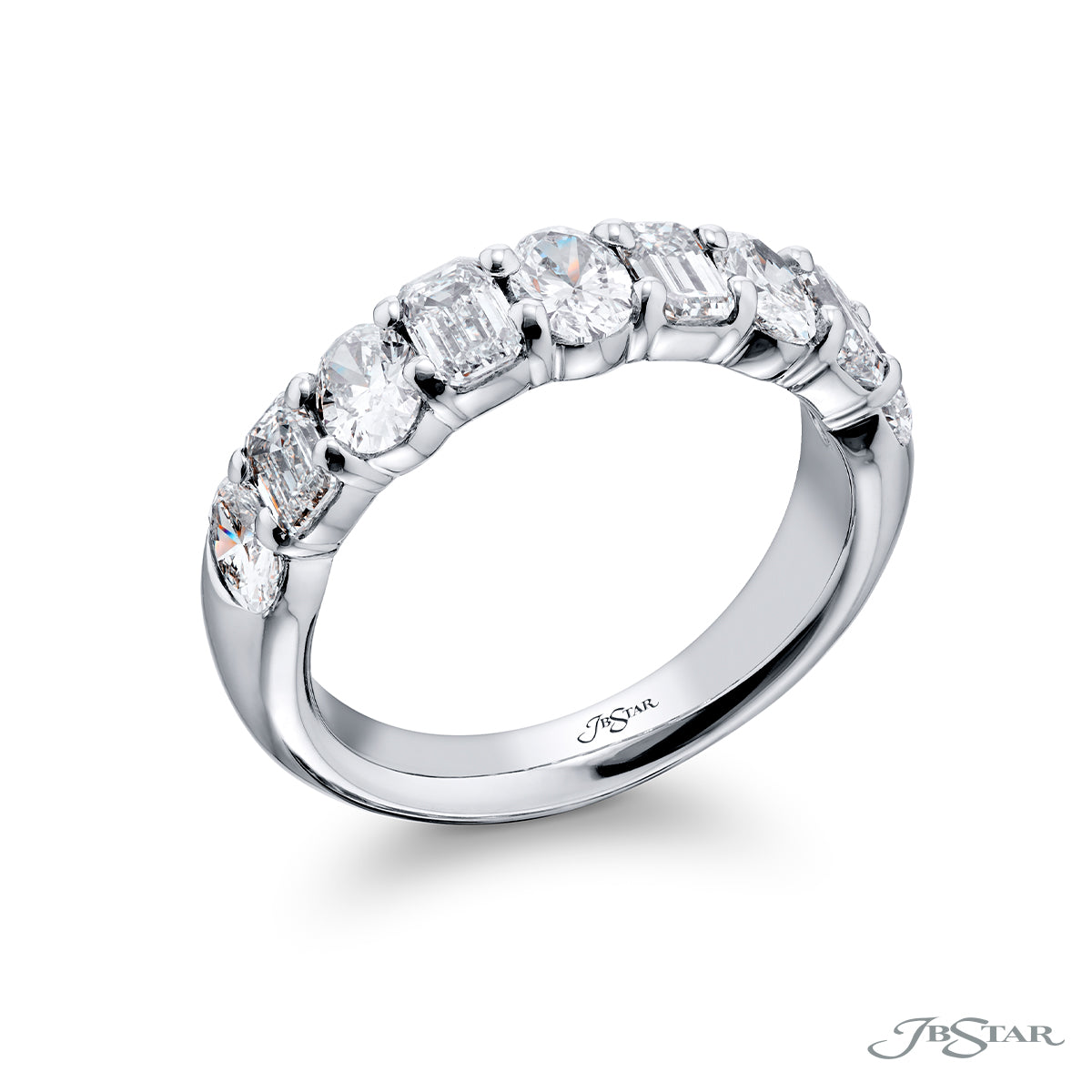 JB Star Emerald Cut and Oval Diamond Band img1
