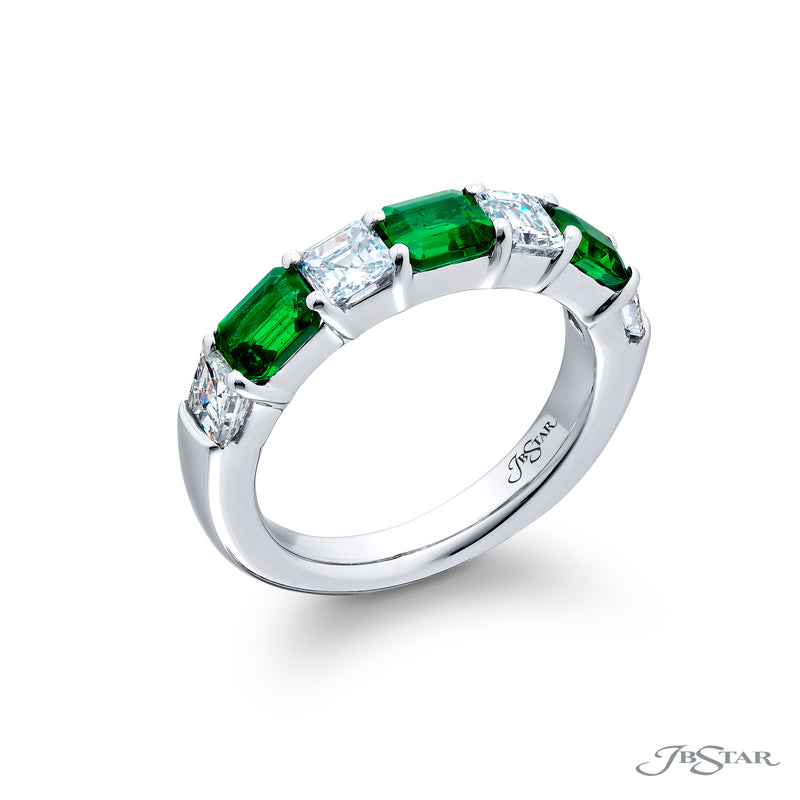 JB Star Emerald & Diamond Round & Emerald Cut Band img1