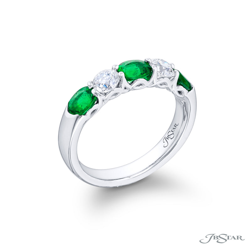 JB Star Oval Cut Emerald &  Round Diamond Band img1