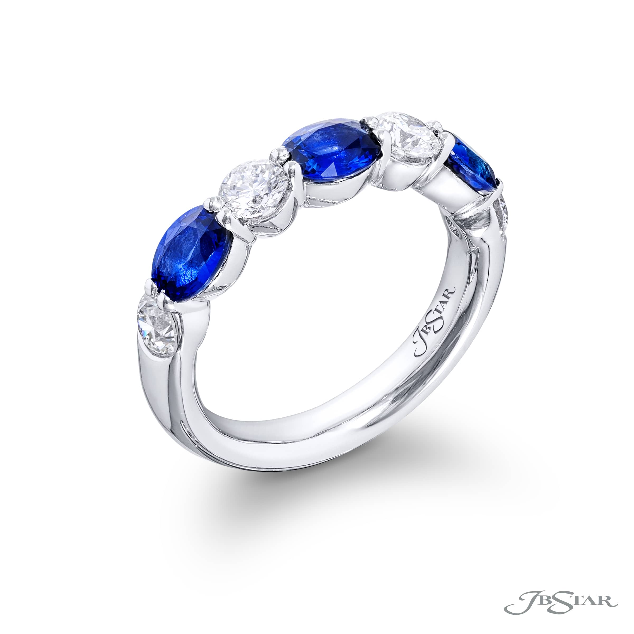 JB Star Oval Sapphire & Diamond Band img1