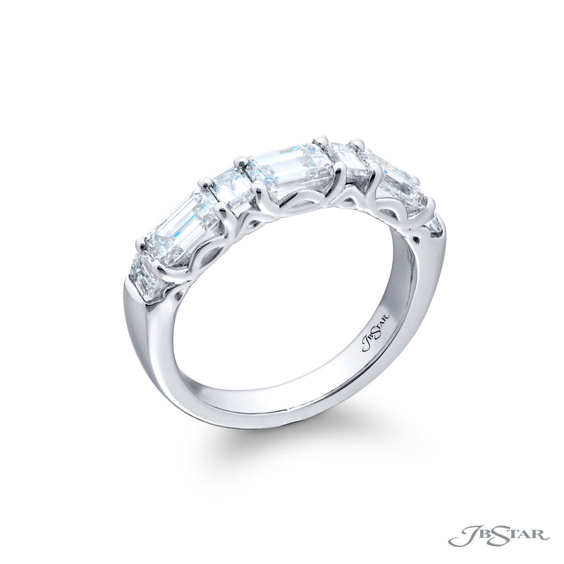 JB Star Platinum 7-Stone Emerald Cut Diamond Band img1