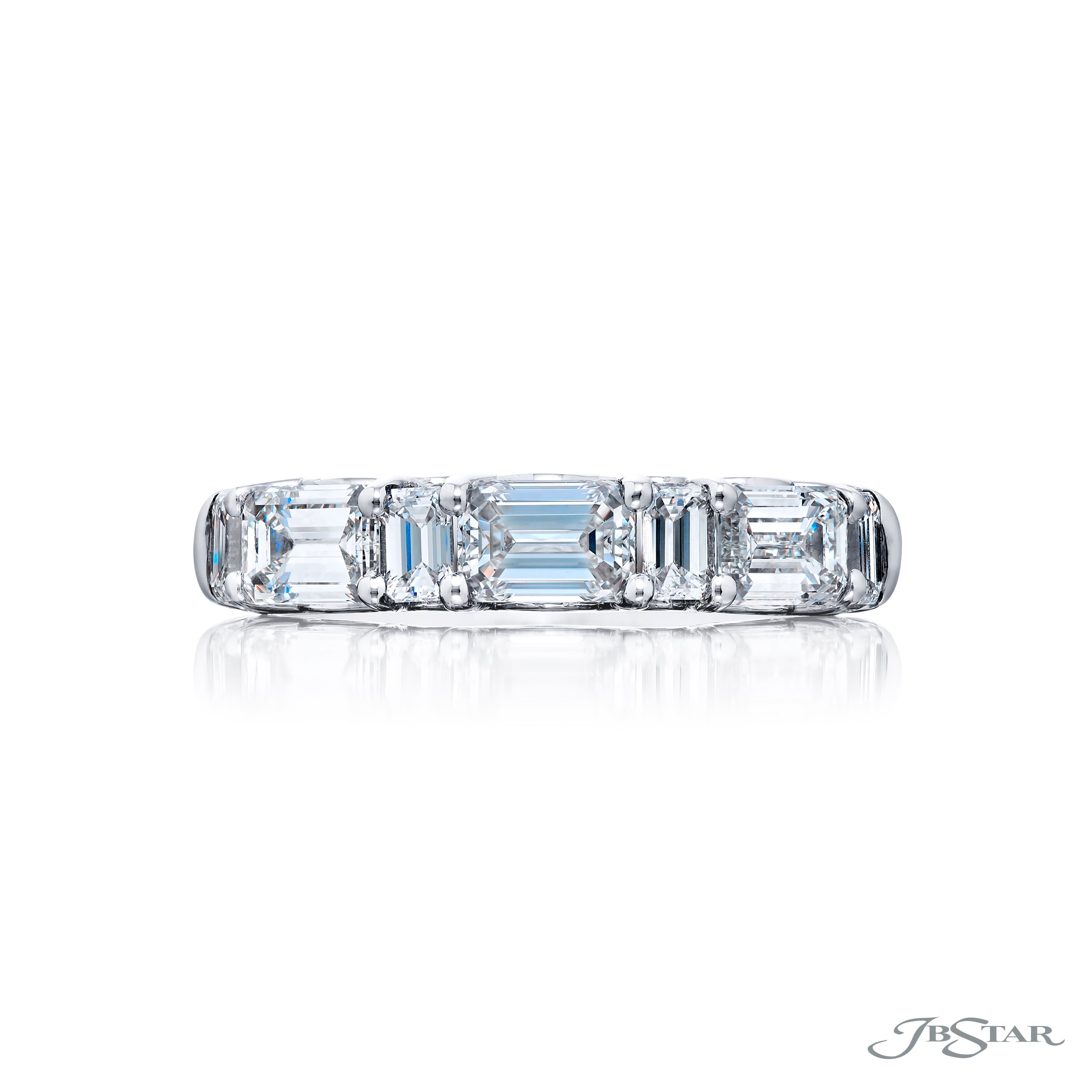 JB Star Platinum 7-Stone Emerald Cut Diamond Band img2