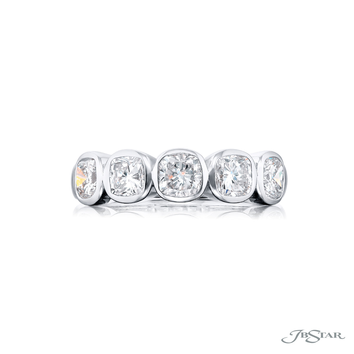 JB Star Platinum Bezel Set Cushion Diamond Ring img2