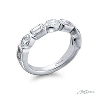 JB Star Platinum Bezel Set Oval & Emerald Cut Diamond Ring img1