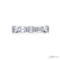 JB Star Platinum Bezel Set Oval & Emerald Cut Diamond Ring img2