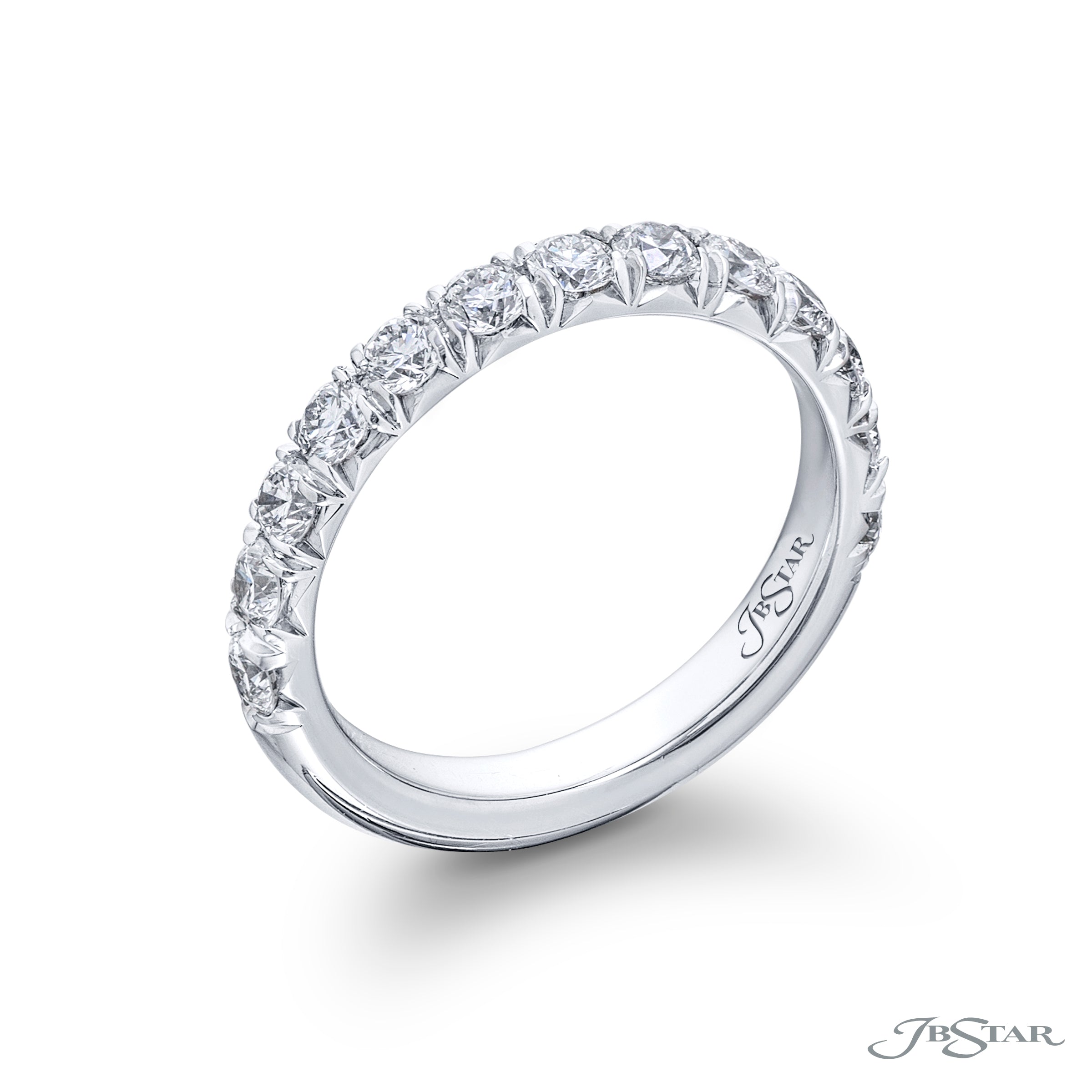 JB Star Platinum Cut Down Set Round Cut Diamond Band img1