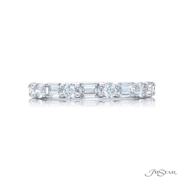 JB Star Platinum E/W Round and Emerald Cut Diamond Band 1.14ctw img2