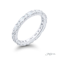 JB Star Platinum East West Eternity Emerald & Round Cut Diamond Band img1