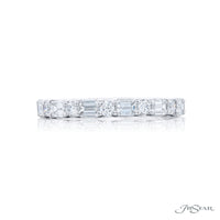 JB Star Platinum East West Eternity Emerald & Round Cut Diamond Band img2